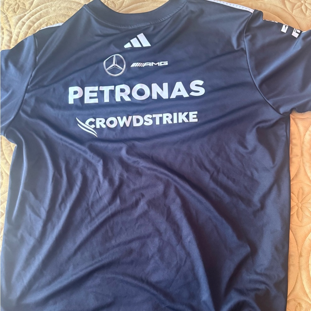 Mercedes AMG Petronas Black Women's Team Jersey with White Logos - Picture 4 of 6